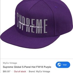 Supreme Purple baseball hat.